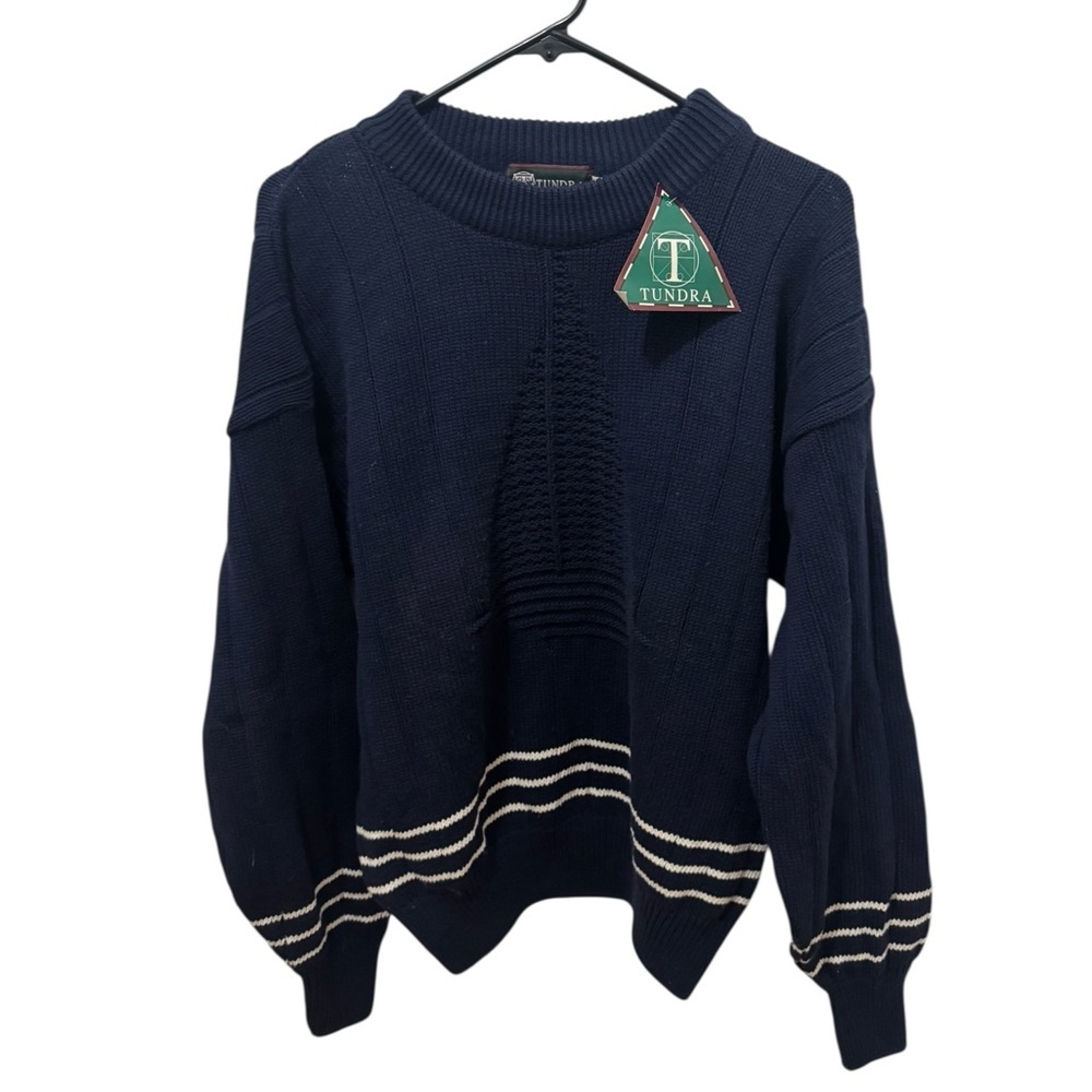 Men’s Tundra Canada Navy Cable Knit Sweater Size Medium